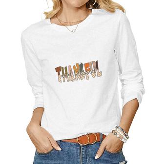 Fall Autumn Gifts Thankful Women Graphic Long Sleeve T-shirt
