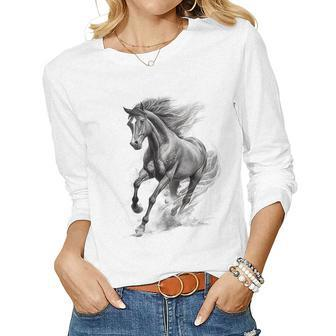 Beautiful Horse Graphic Horse Girls Lover For Girl Women Long Sleeve T-shirt | Mazezy