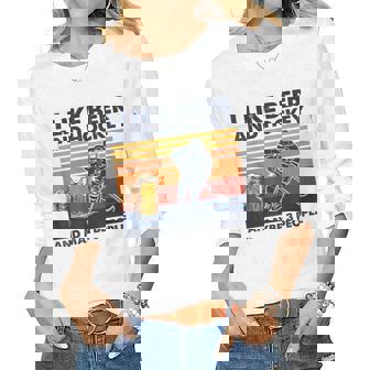 I Like Beer And Hockey And Maybe 3 People Vintage Women Long Sleeve T-shirt | Mazezy