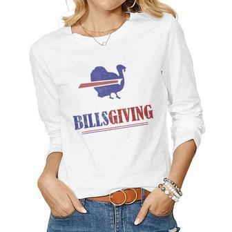 Billsgiving Happy Thanksgiving Chicken American Football Women Long Sleeve T-shirt | Mazezy