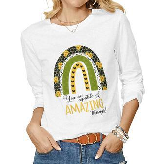 Womens You Are Capable Of Amazing Things Motivational Women Long Sleeve T-shirt | Mazezy