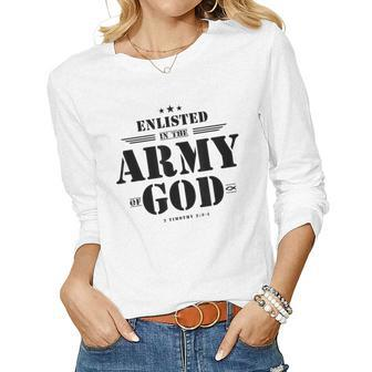 Christian Gifts Religious Bible Verse Scriptures Gods Army Women Graphic Long Sleeve T-shirt - Seseable