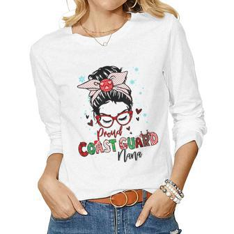 Christmas Proud Coast Guard Nana Xmas Gift For Coast Guard Women Graphic Long Sleeve T-shirt - Seseable