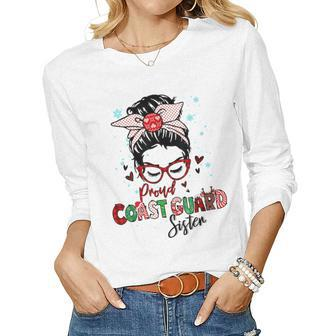 Christmas Proud Coast Guard Sister Xmas Gift For Coast Guard Women Graphic Long Sleeve T-shirt - Seseable