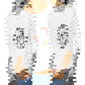 Christmas Skeleton Dead Inside But Jolly Holiday Women Graphic Long Sleeve T-shirt - Thegiftio