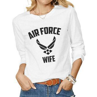 Cool Air Force Wife Gift | Best Proud Veteran Military Women Women Graphic Long Sleeve T-shirt - Seseable