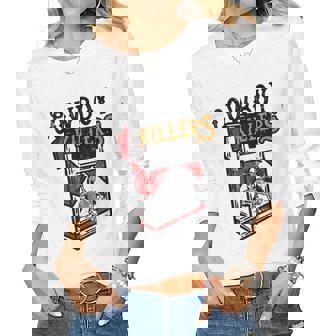 Cowboy Killers Skeleton Horse Skull Cigarette Texas Retro Women Long Sleeve T-shirt | Mazezy