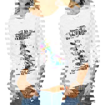 Dont Mess With Grandmasaurus Youll Get Jurasskicked Funny Women Graphic Long Sleeve T-shirt | Seseable CA