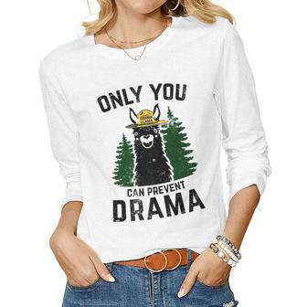 Drama Llama Only You Can Prevent Drama Sarcastic Lover Women Long Sleeve T-shirt | Mazezy
