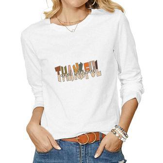 Fall Autumn Gifts Thankful Women Graphic Long Sleeve T-shirt - Thegiftio UK