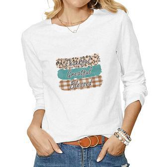 Fall Greatful Thankful And Blessed Autumn Gifts Women Graphic Long Sleeve T-shirt - Thegiftio UK