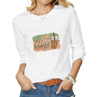 Fall Just A Girl Who Loves Pumpkin Spice Thankful Gifts Women Graphic Long Sleeve T-shirt - Thegiftio UK
