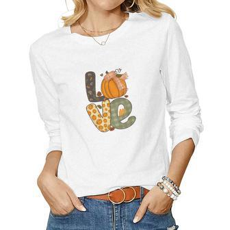 Fall Love Gift For Autumn Lovers Women Graphic Long Sleeve T-shirt - Thegiftio