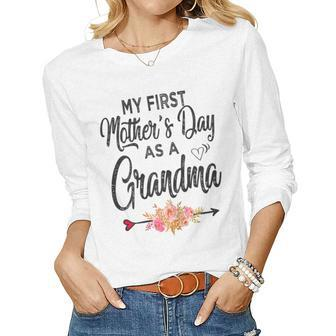 Womens My First As A Grandma 2023 Women Women Long Sleeve T-shirt | Mazezy