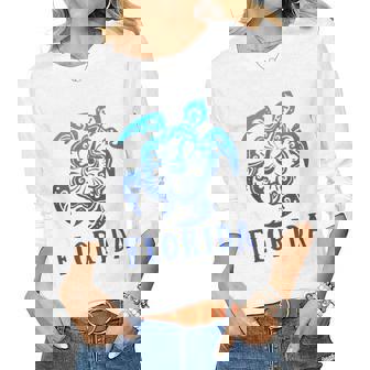 Florida Sea Turtle Florida Hibiscus Women Long Sleeve T-shirt | Mazezy