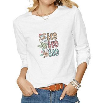 Funny Ho Ho Ho Christmas Women Graphic Long Sleeve T-shirt