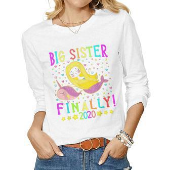 For Girls Mermaid Big Sister Finally 2020 Women Long Sleeve T-shirt | Mazezy