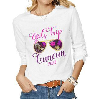 Womens Girls Trip Cancun 2023 Vacation For Women Weekend Birthday Women Long Sleeve T-shirt | Mazezy