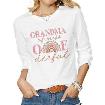 Grandma Of Little Miss Onederful 1St Bday Boho Rainbow Women Long Sleeve T-shirt | Mazezy