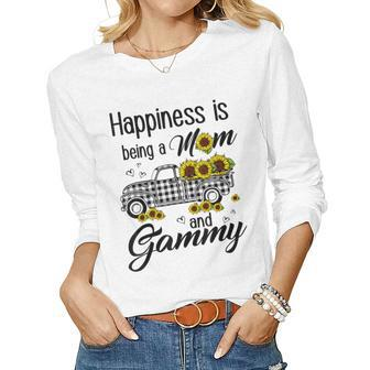 Happiness Is Being A Mom And Gammy Sunflower Women Long Sleeve T-shirt | Mazezy