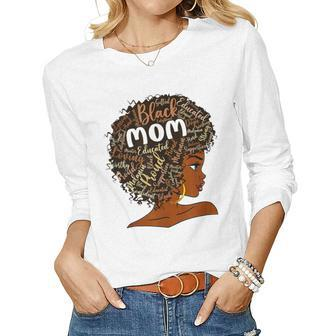 Happy Mother’S Day Black Mom Queen Afro African Curved Women Long Sleeve T-shirt | Mazezy