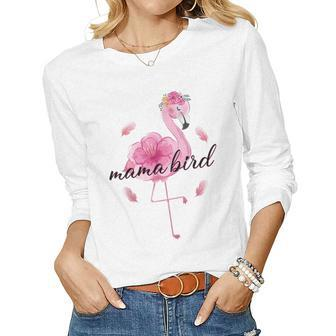 Happy Mother’S Day Mama Bird Cute Flamingo Flower Funny Women Graphic Long Sleeve T-shirt - Thegiftio UK