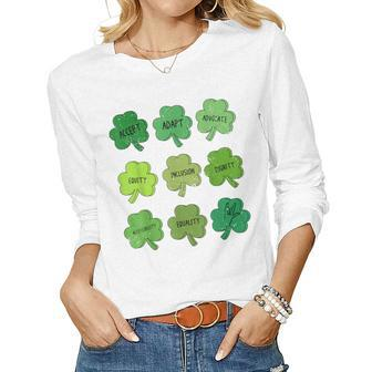 Irish Shamrock St Patricks Day Special Education Teacher Women Long Sleeve T-shirt | Mazezy