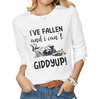 Ive Fallen And I Cant Giddy Up Horse Badnana Women Long Sleeve T-shirt | Mazezy