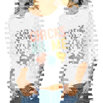 Kids Easter Chicks Dig Me Retro Vintage Chickens Spring Women Long Sleeve T-shirt | Mazezy