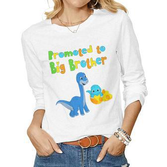 Kids I Become Big Brother Dino 2022 Birth Brother Sister Women Graphic Long Sleeve T-shirt - Seseable