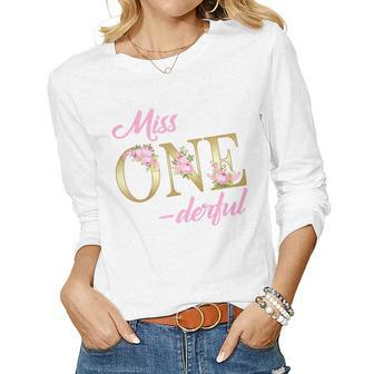Kids Kids Miss Onederful 1St Birthday Boy Girl First One-Derful Women Graphic Long Sleeve T-shirt - Seseable