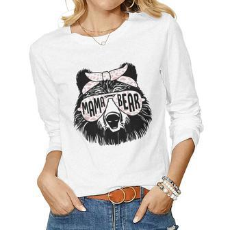Mama Bear Face Sunglasses Mother Mom Mommy Mothers Day Women Graphic Long Sleeve T-shirt - Thegiftio UK