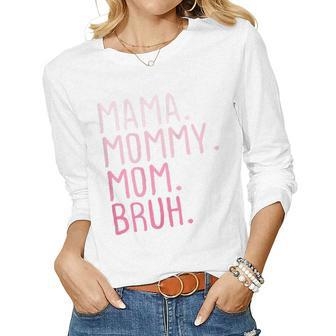 Womens Mama Mommy Mom Bruh Mommy And Me Mom Retro For Women Women Long Sleeve T-shirt | Mazezy UK