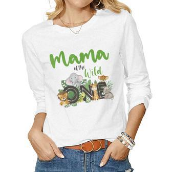 Mama Of The Wild One Zoo Birthday Safari Jungle Animal Mom Women Long Sleeve T-shirt | Mazezy CA