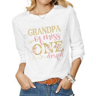 Mens Grandpa Of Little Miss Onederful 1St Birthday Family Party Women Graphic Long Sleeve T-shirt - Seseable