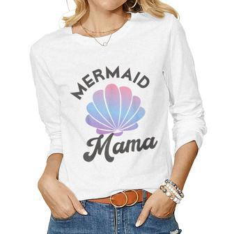 Women Mermaid Mama Mermaid Mom Mermaid Party Outfit Women Long Sleeve T-shirt | Mazezy