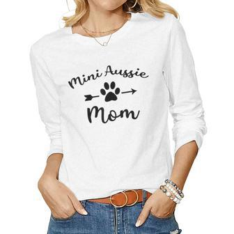 Mini Aussie Mom Womens Australian Shepherd Women Graphic Long Sleeve T-shirt - Seseable