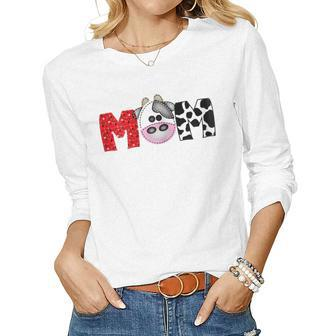Mom Of The Birthday For Boy Cow Farm Birthday Cow Women Long Sleeve T-shirt | Mazezy
