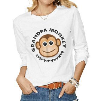 Monkey T Grandpa Monkey Banana Matching Family Women Long Sleeve T-shirt | Mazezy
