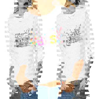 Mother Baby Nurse Life Nursing Easter Day Bunny With Eggs Women Graphic Long Sleeve T-shirt - Thegiftio