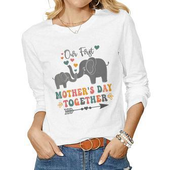 Mothers DayOur First Mothers Day Together Elephant Design Women Graphic Long Sleeve T-shirt - Thegiftio UK