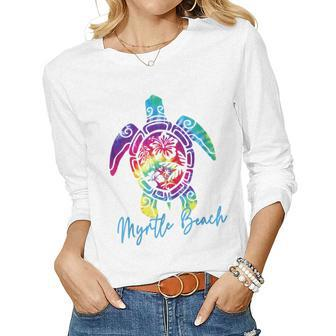 Myrtle Beach Tie Dye Sea Turtle Matching Family Vacation Women Long Sleeve T-shirt | Mazezy
