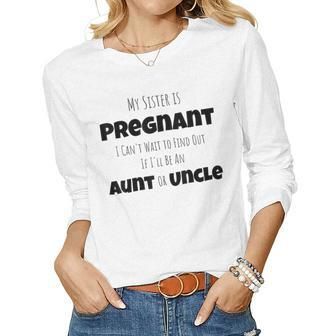 New Uncle Aunt Gender Reveal Sister Women Long Sleeve T-shirt | Mazezy