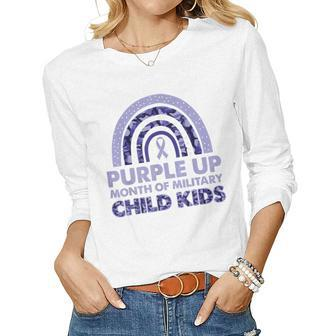 Purple Up Month Of Military Child Kids For Women Men Kid Women Graphic Long Sleeve T-shirt - Seseable