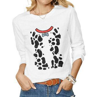 Red Dalmatian Costume Funny Halloween Dog Men Women Kids Women Graphic Long Sleeve T-shirt - Thegiftio UK