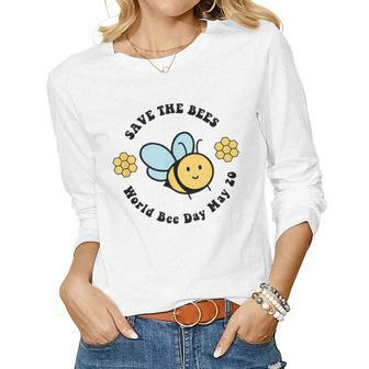 Save The Bees World Bee Day May 20 Women Long Sleeve T-shirt | Mazezy