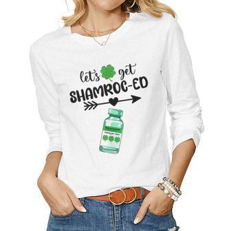 Lets Get Shamroc-Ed St Patricks Day Icu Nurse Women Long Sleeve T-shirt | Mazezy
