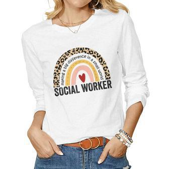 Social Worker Rainbow 2023 School Social Worker Women Graphic Long Sleeve T-shirt - Seseable