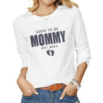 Soon To Be Mommy 2020 And Promoted To Mom Baby Announcement Women Long Sleeve T-shirt | Mazezy DE