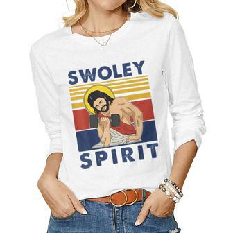 Swoley Spirit Weight Lifting Jesus Swoley Spirit Women Long Sleeve T-shirt | Mazezy